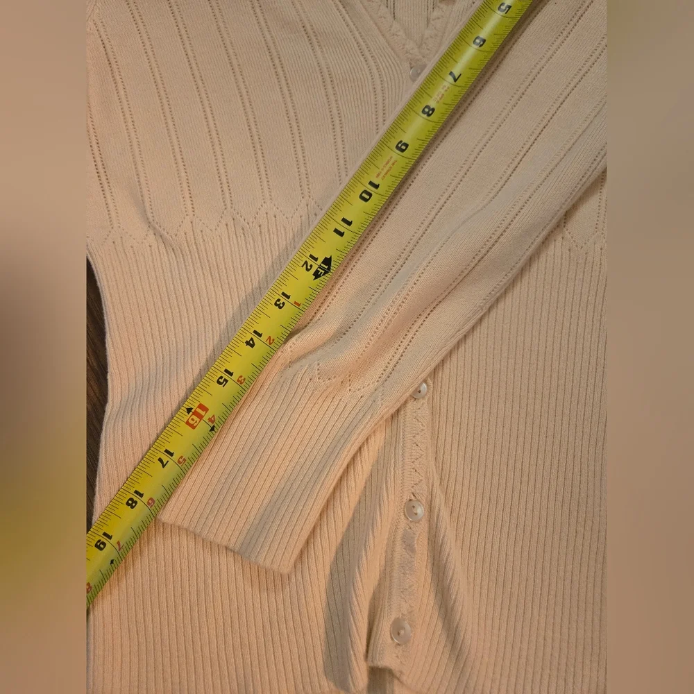 Ann Taylor Loft Small Cream Cotton Knit Cardigan - Picture 7 of 8